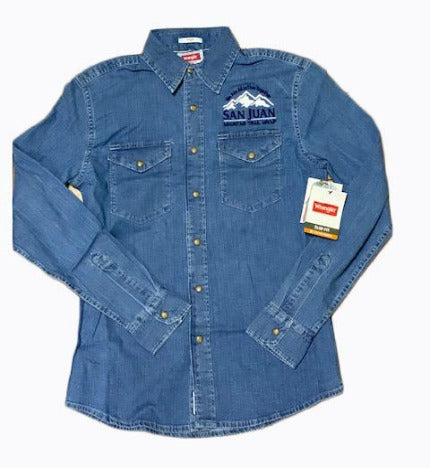 WRANGLER SHIRT LT DENIM W/NAVY